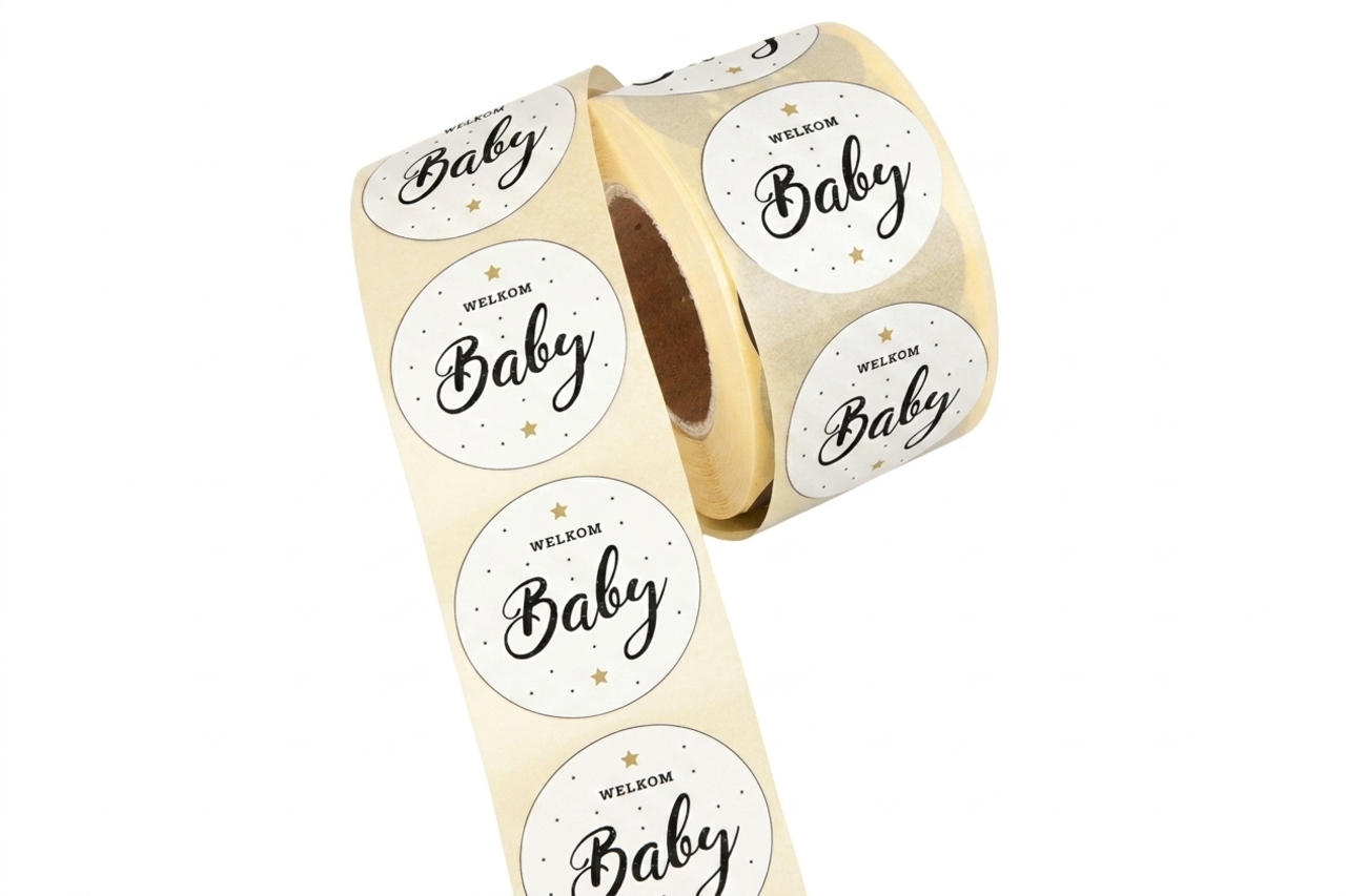 Etiket rond welkom baby 