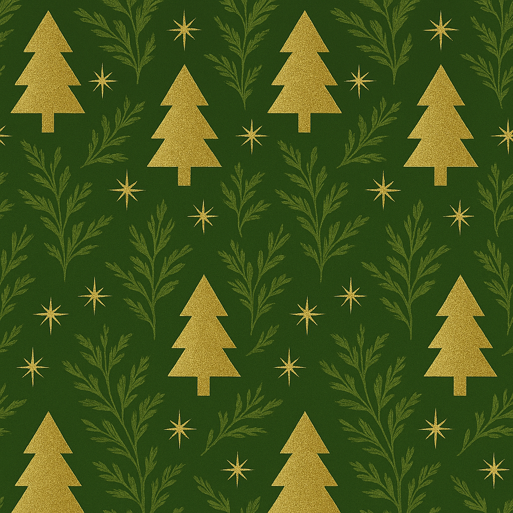 Inpakpapier Golden Pines Green
