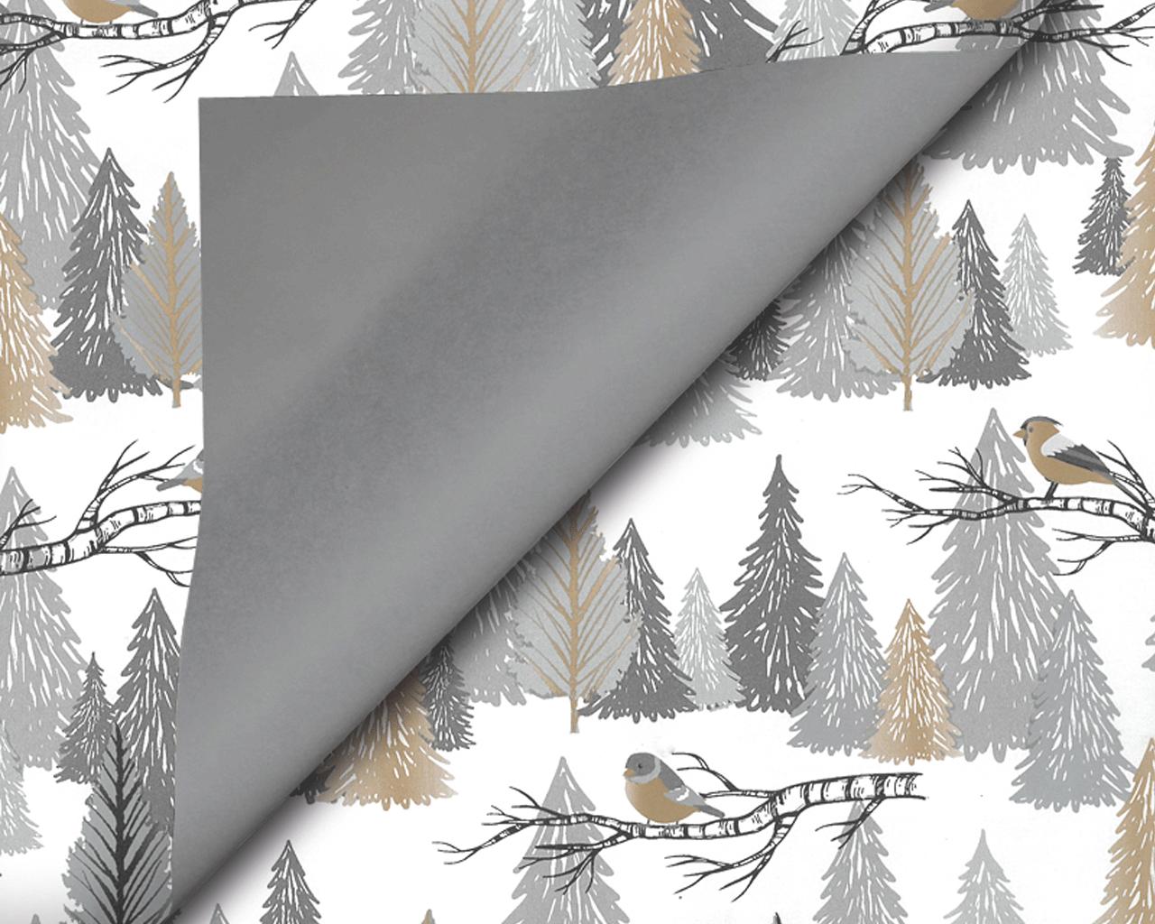 inpakpapier christmas birds white dubbelzijdig