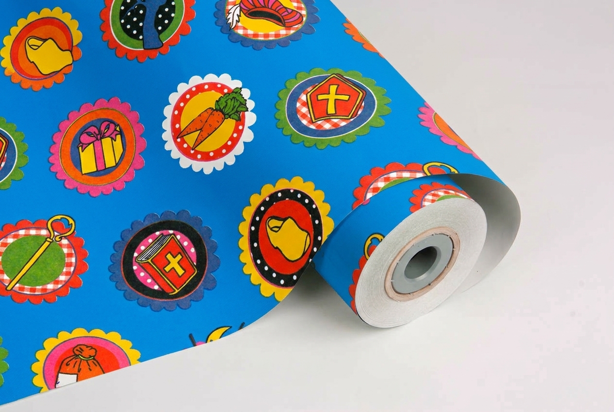 inpakpapier sinterklaas schoen zetten blauw