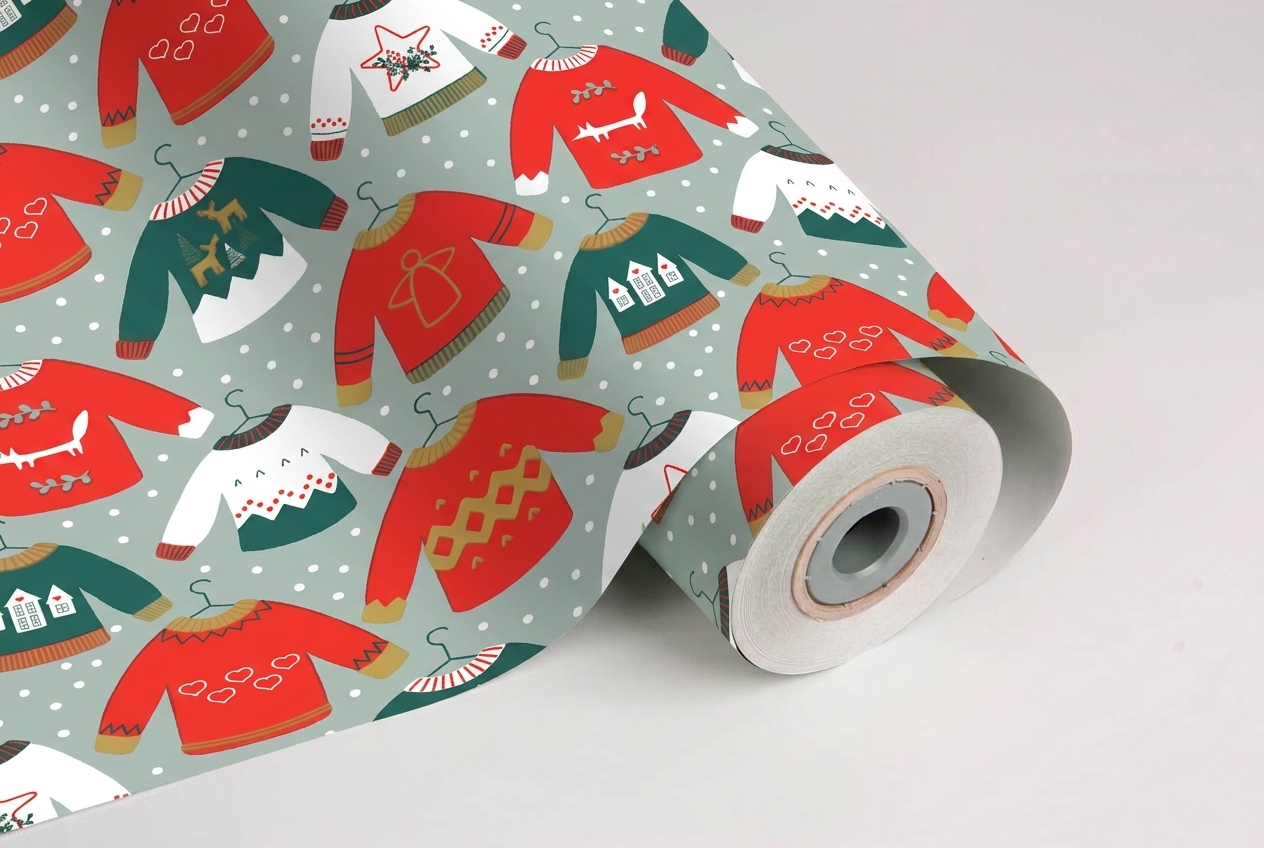 Inpakpapier kerst met kerst truien 