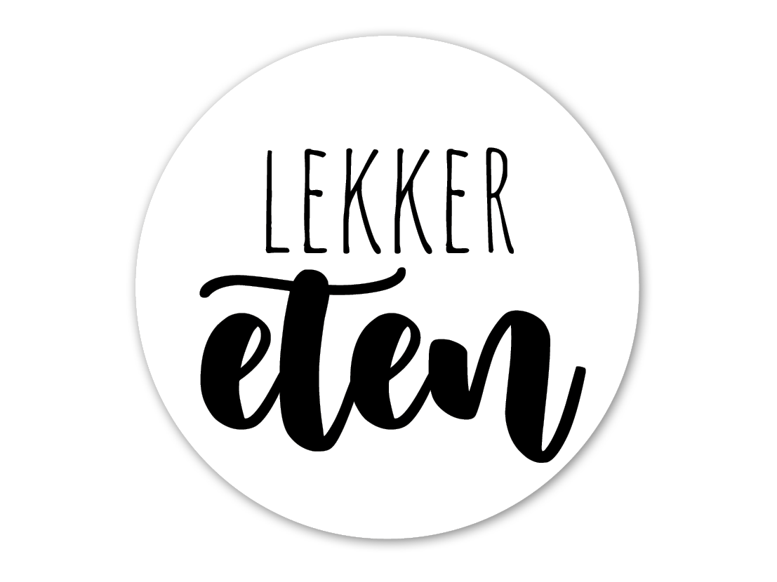 Food sticker met opdruk lekker eten