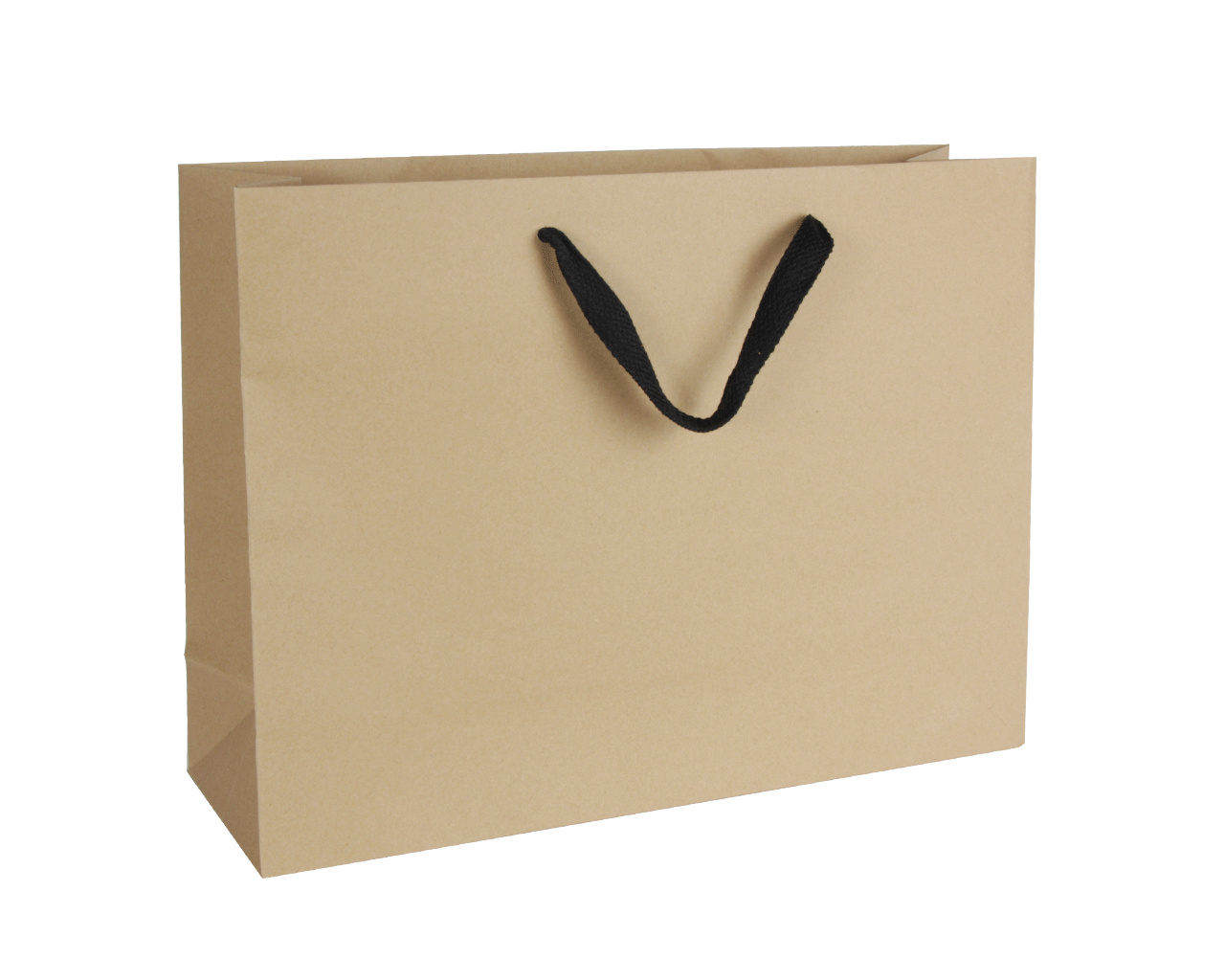 Luxe papieren draagtas bruin met zwart handvat