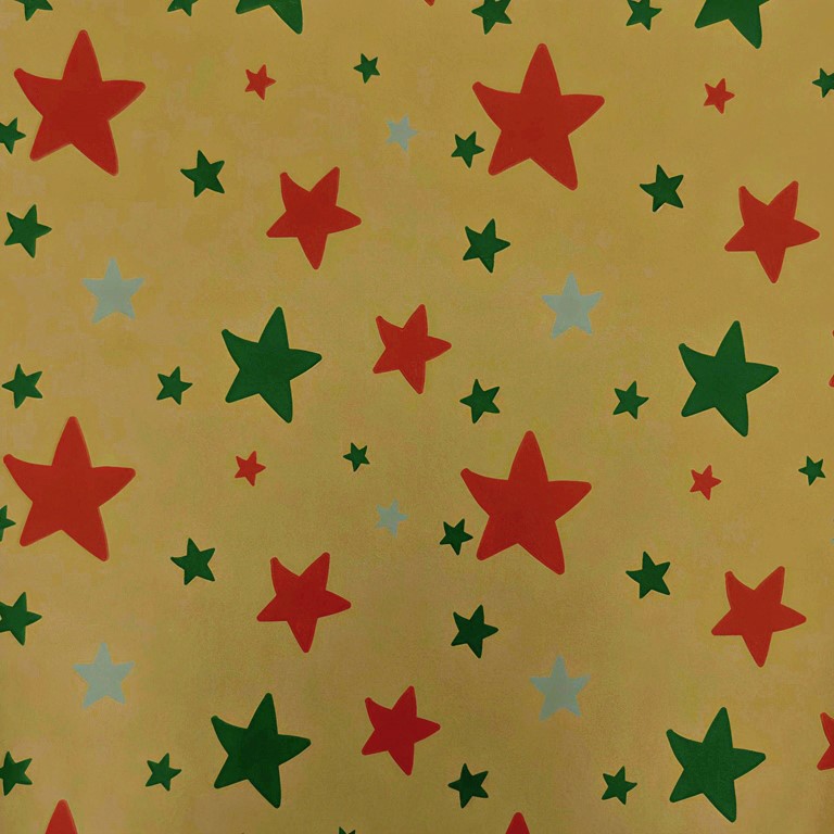 Inpakpapier Kerststerren Rood Groen