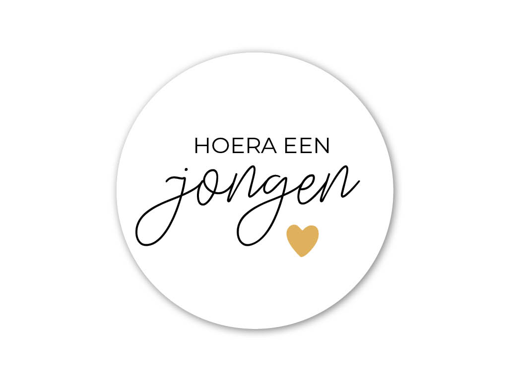 etiket hoera een jongen