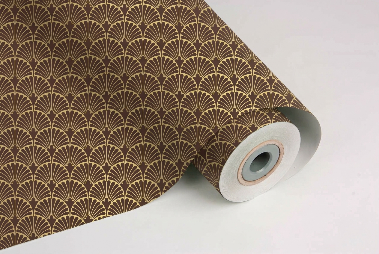 inpakpapier peacock bruin goud