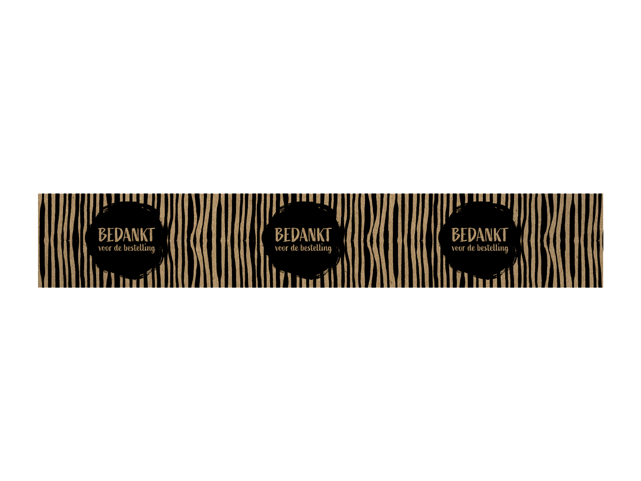 Papiertape bruin met zwarte opdruk bedankt voor de bestelling