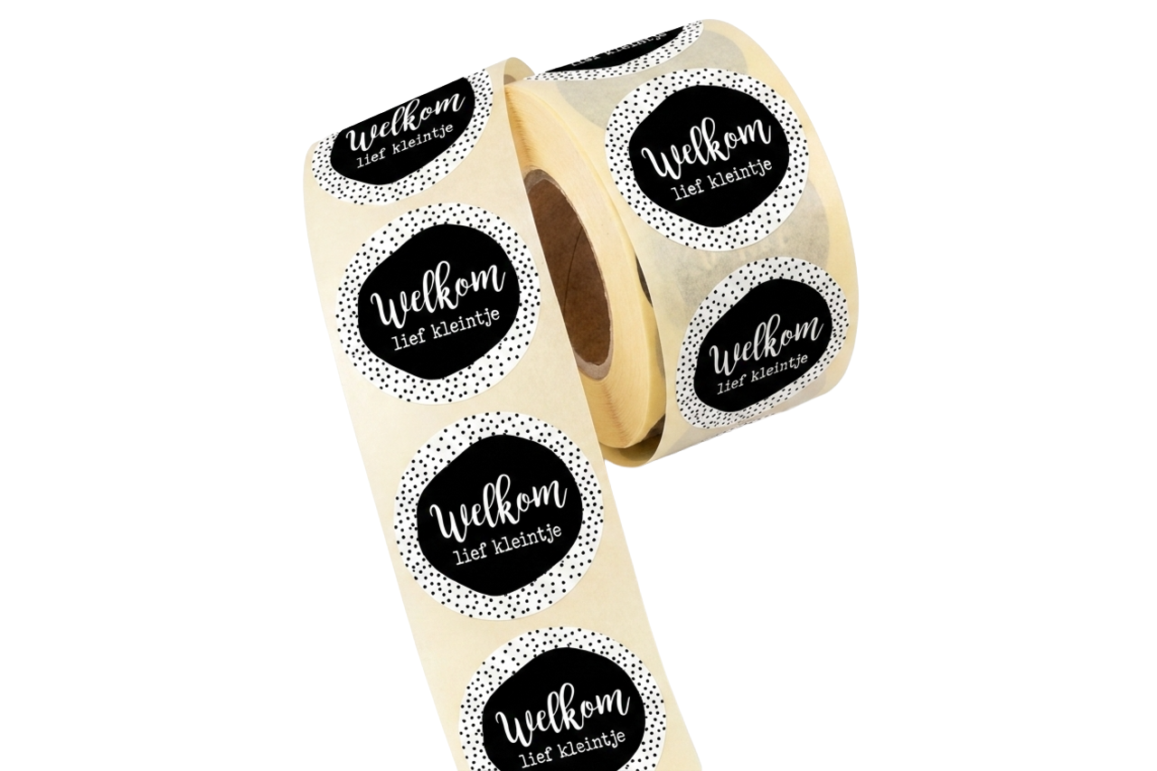 Etiket welkom lief kleintje