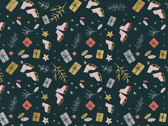 Inpakpapier iceskate and gifts