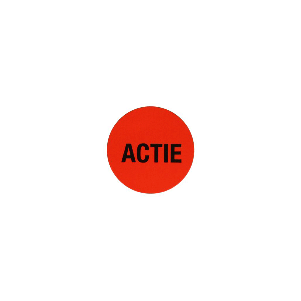 Etiket met opdruk actie fluor rood