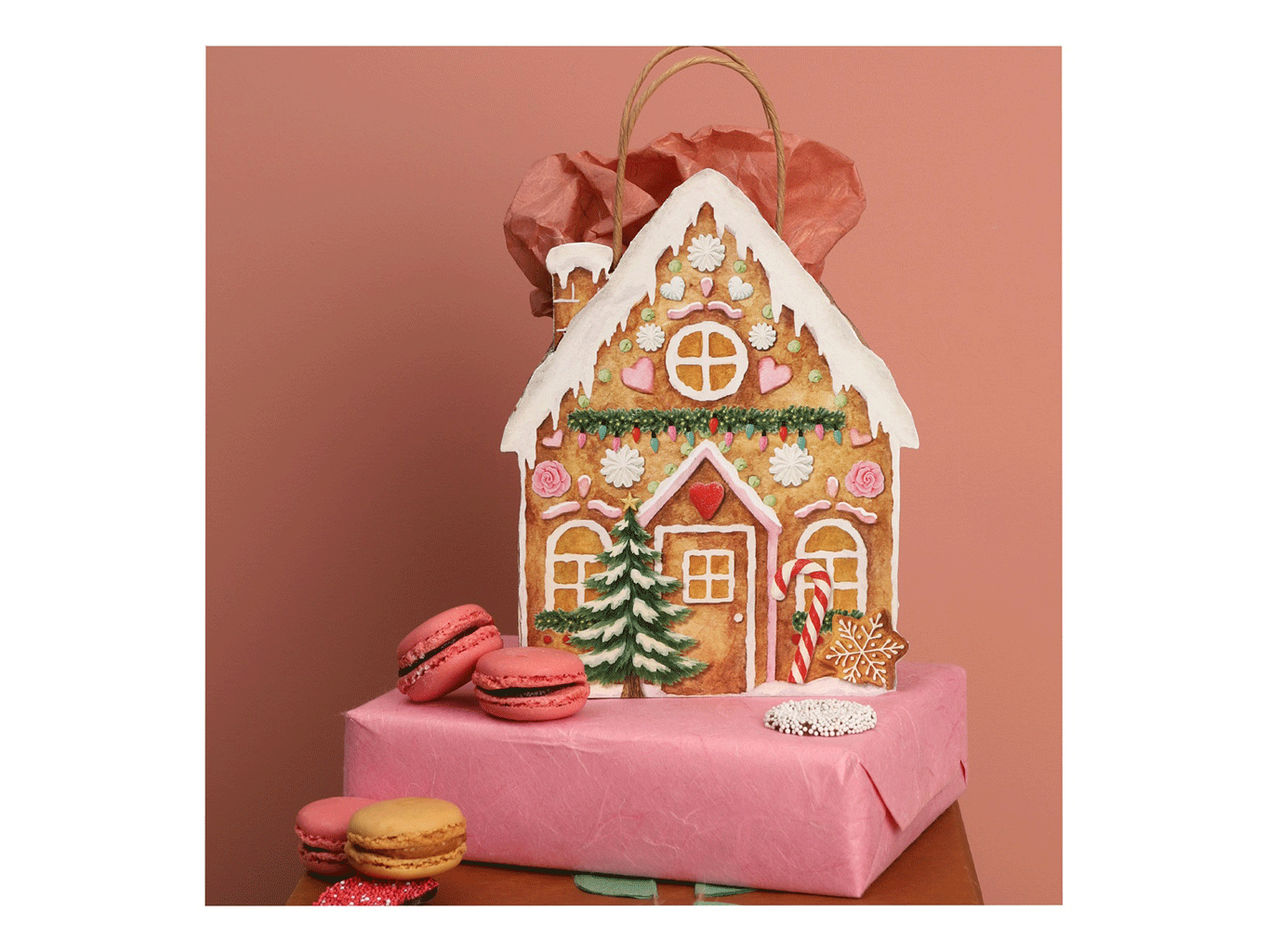 Pak à 5 papieren tas Gingerbread 