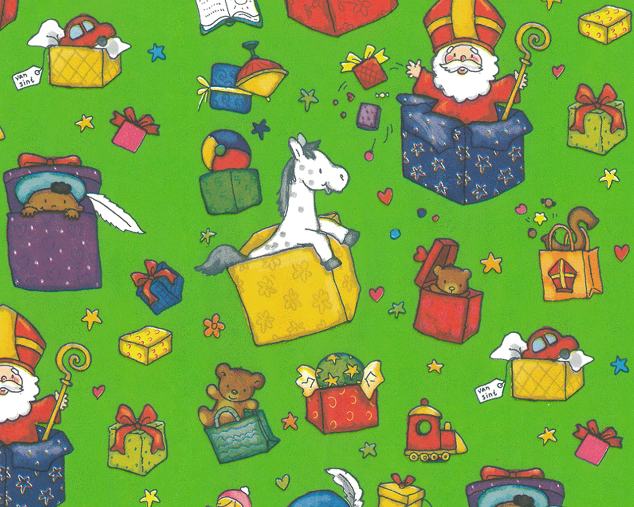 inpakpapier sinterklaas van sint en piet