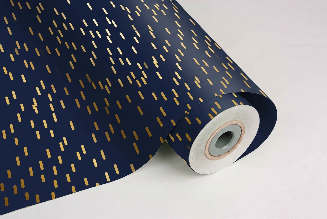 inpakpapier confetti donkerblauw/goud