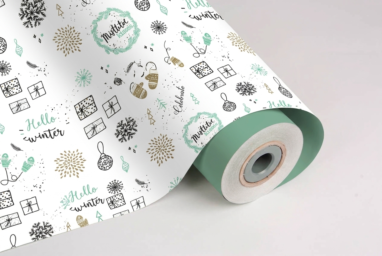 inpakpapier kerst unde the mistletoe