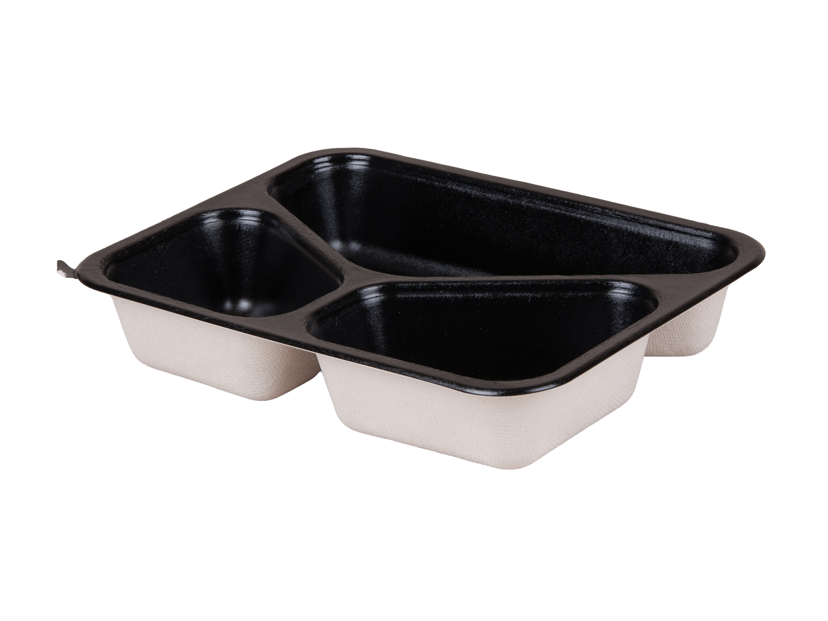 Suikerriet schalen zwart 3-vaks