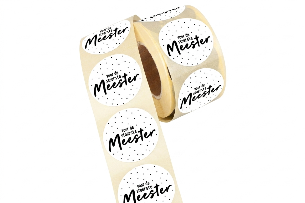 etiket voor de stoerste meester