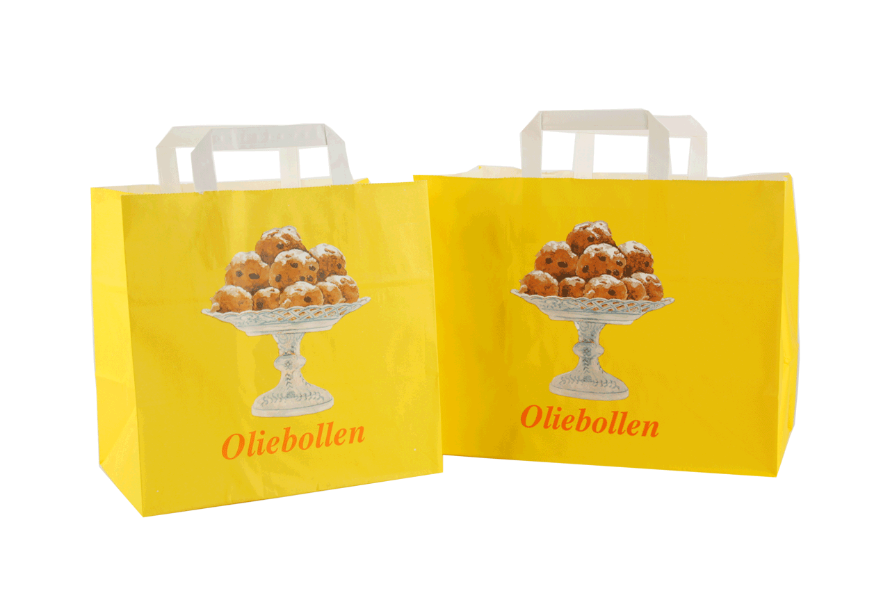 Oliebollen snacktassen met opdruk