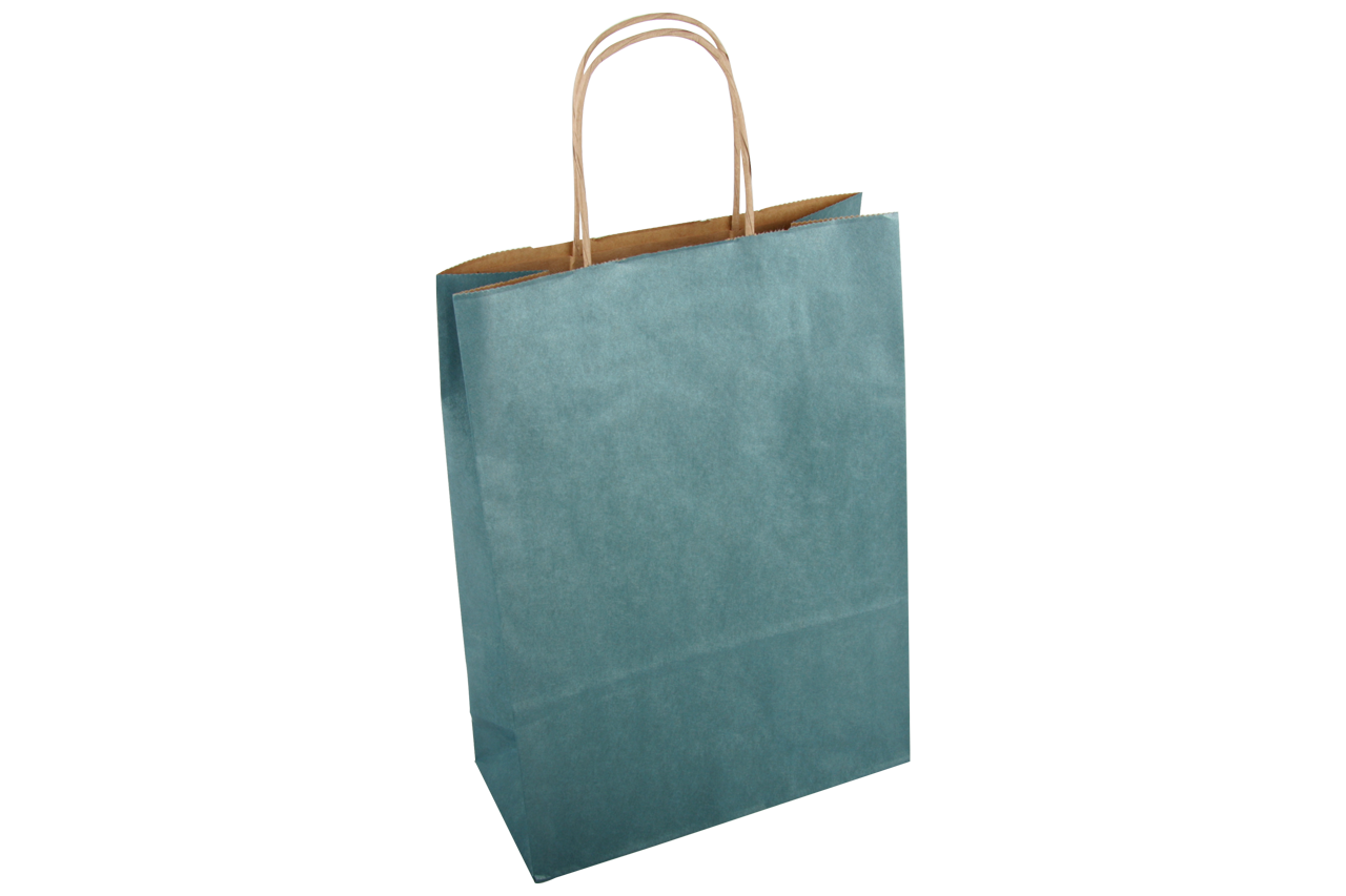 Papieren draagtas gedraaid handvat glanzend blauw