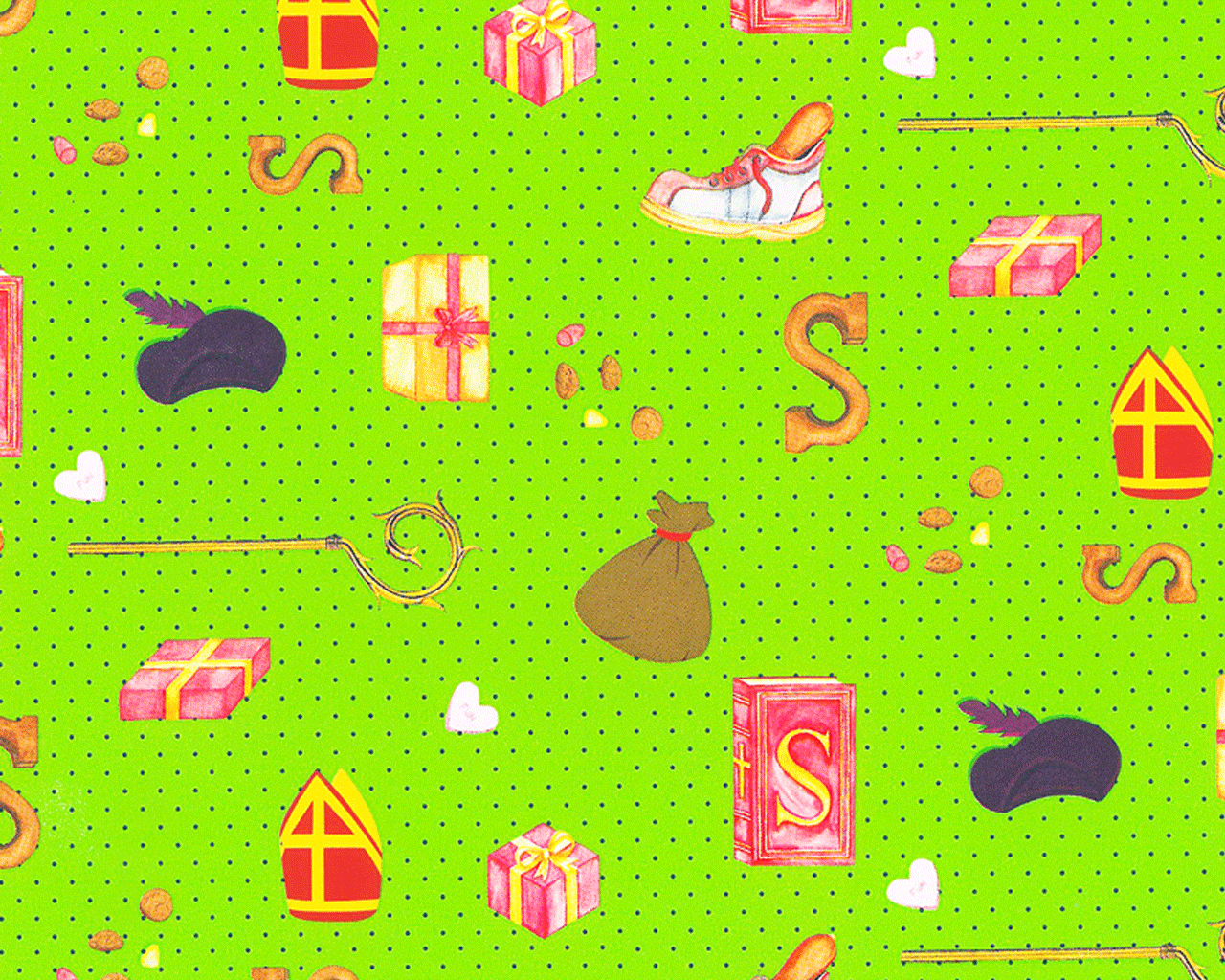 inpakpapier sint dots strooigoed groen