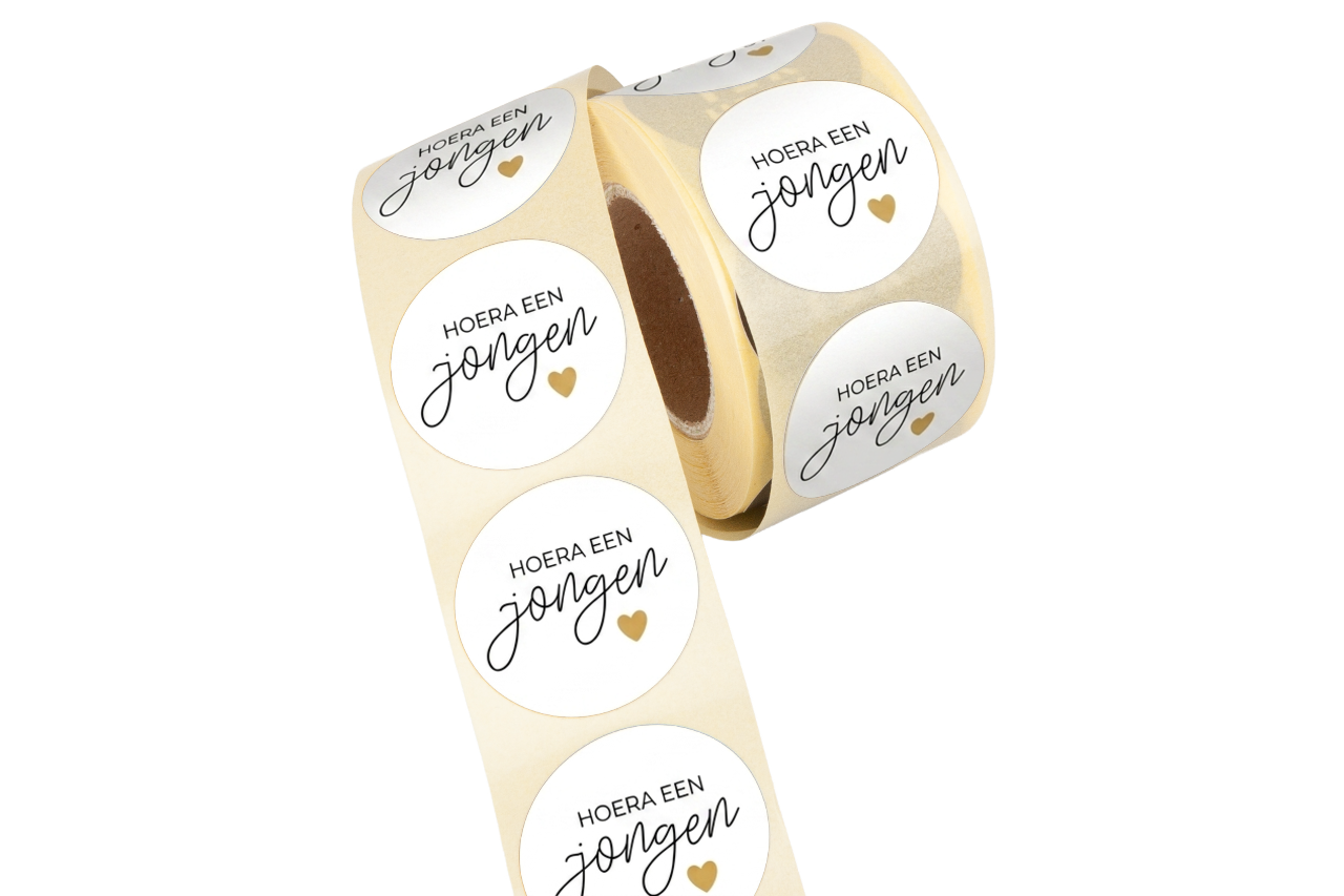 etiket hoera een jongen
