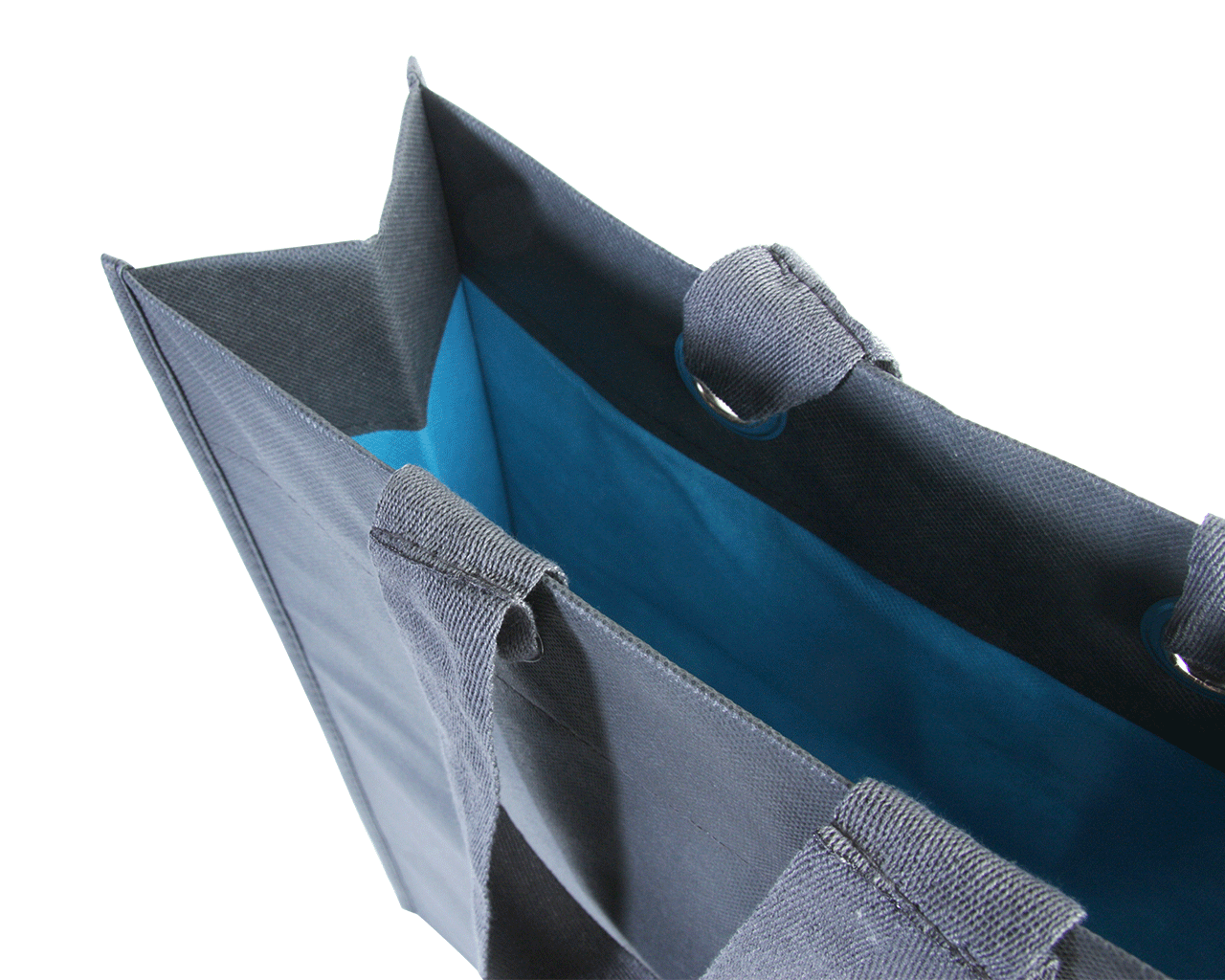 Draagtas non woven grijs met blauwe binnenkant